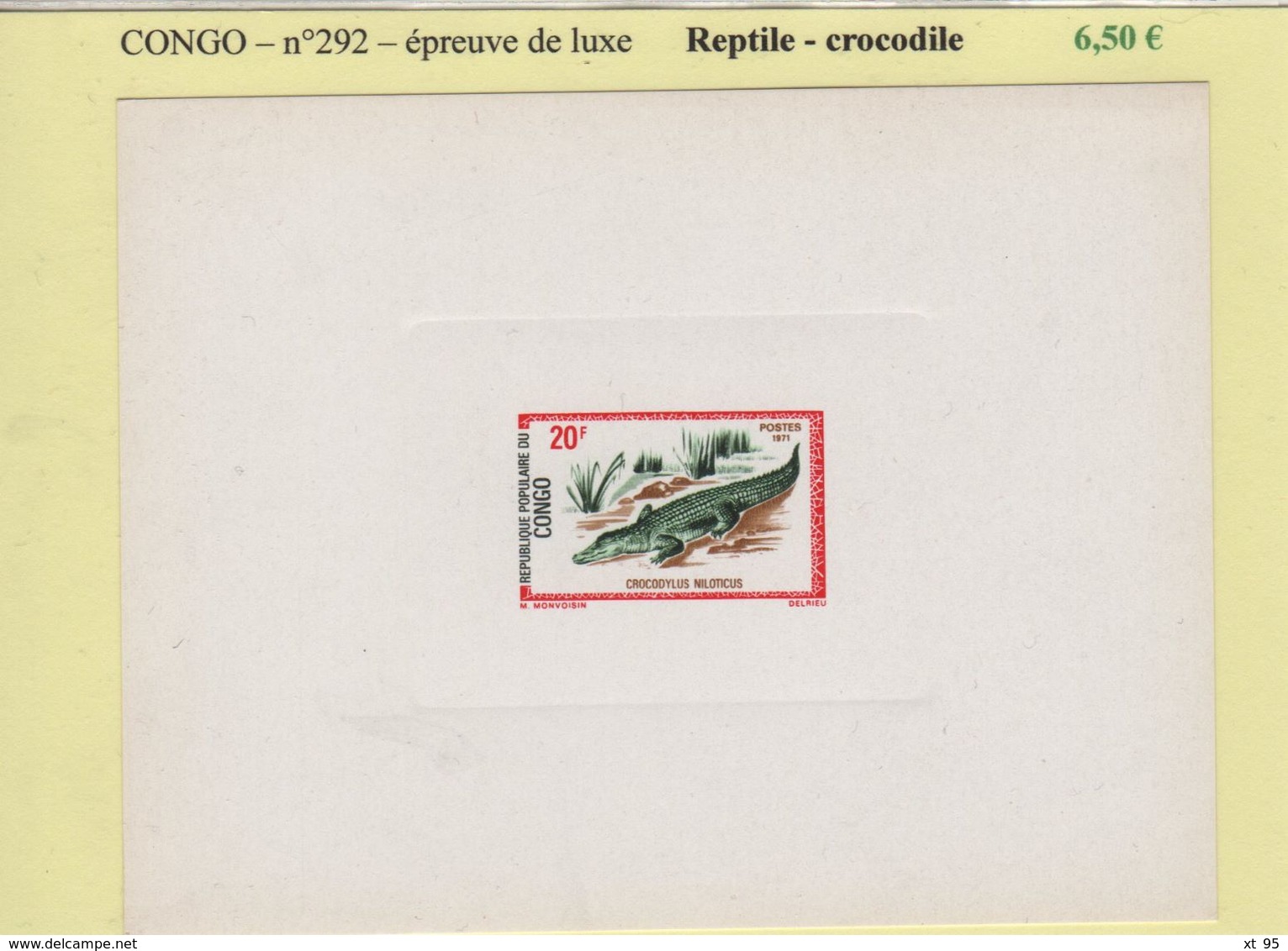 Congo - Epreuve De Luxe - N°292 - Reptile - Crocodile - Autres & Non Classés