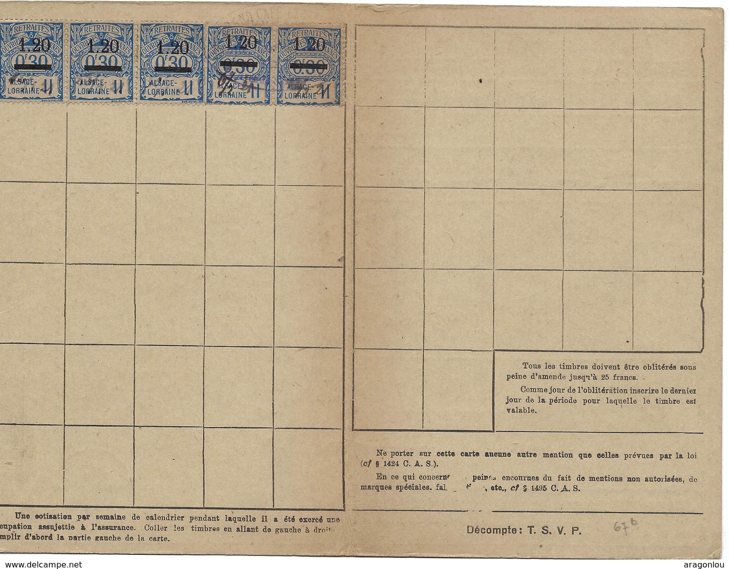 Carte-Quittance A. Pour Assurance Obligatoire Alsace Lorraine Cachet Sections De Police Ville De Metz 23.1.1921(4scans) - Non Classificati