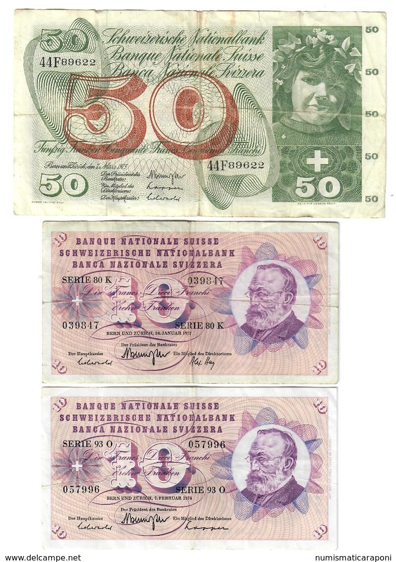 Svizzera 10 Francs Franken 1972 + 1974 + 50 Francs Franken 1973 LOTTO 1648 - Schweiz