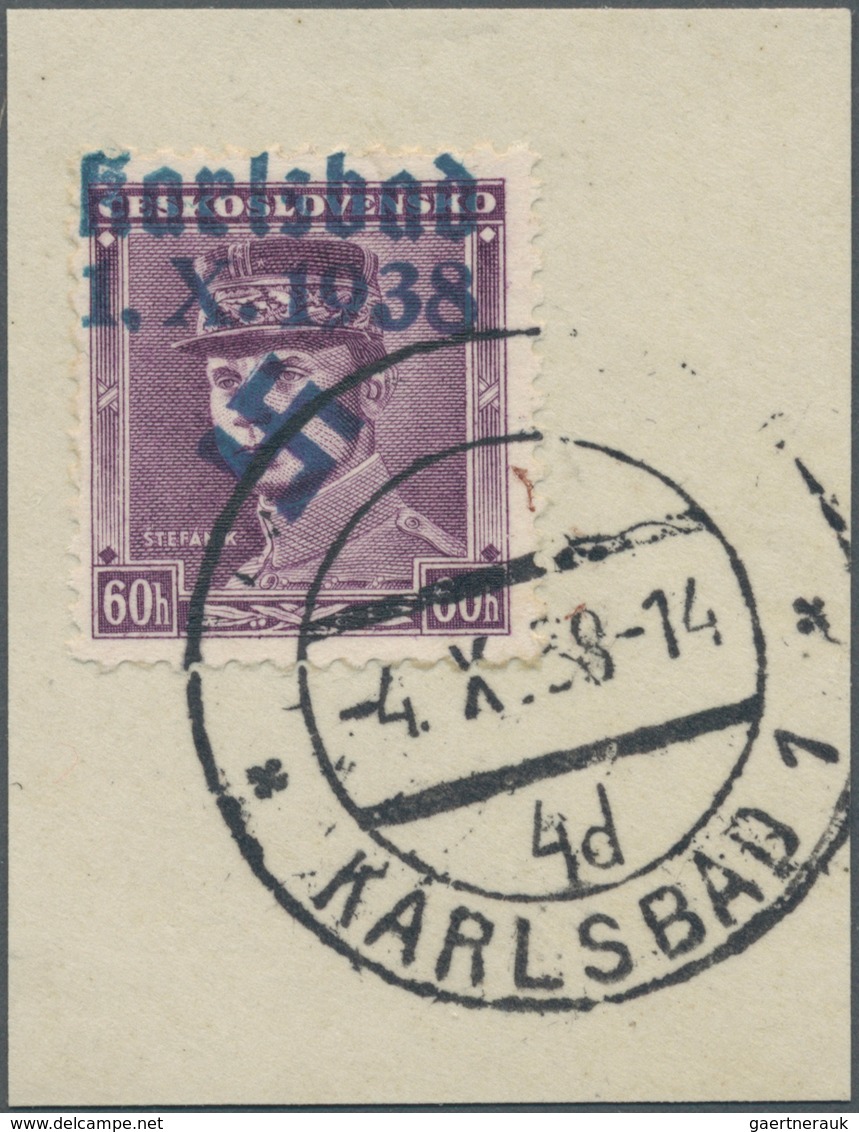 00017 Sudetenland - Karlsbad: Freimarke 60 Heller "Milan Rastivlav ?tefánik", Violettpurpur, Mit Handstemp - Région Des Sudètes