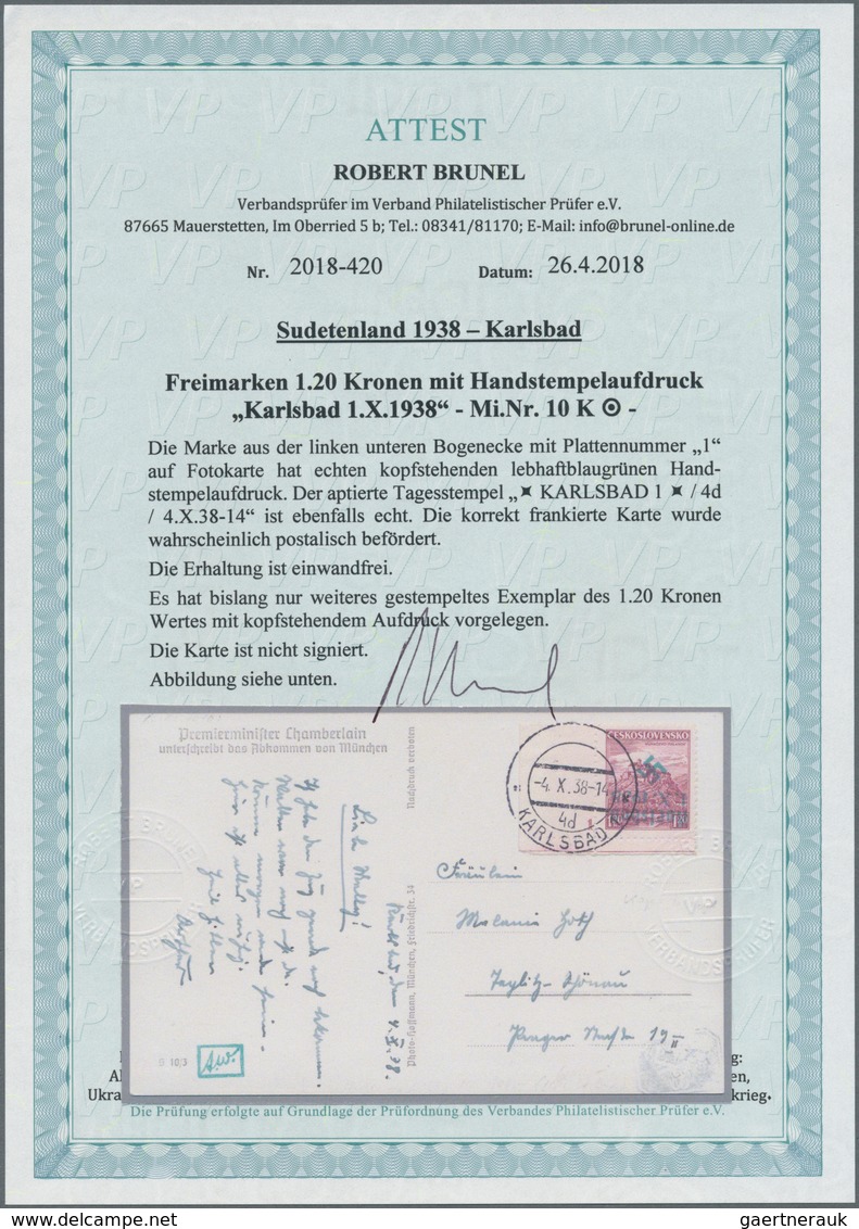 00021 Sudetenland - Karlsbad: Freimarke "Landschaften (Muka?evo-Palanok, Karpaten-Ukraine)", 1,20 K? Graul - Sudetes