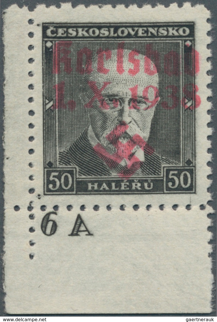 00050 Sudetenland - Karlsbad: Gedenkausgabe "Tod Von Thomá? Garrigue Masaryk" 50 H Grünschwarz, POSTFRISCH - Sudetes