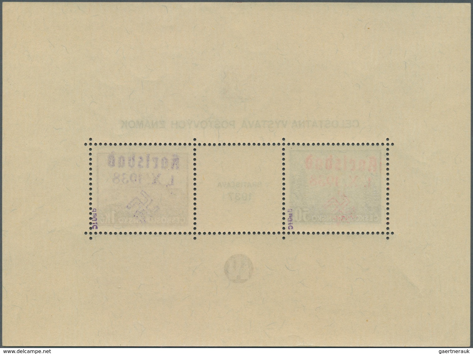 00053 Sudetenland - Karlsbad: Blockausgabe "Briefmarkenausstellung Preßburg (Bratislava) 1937", POSTFRISCH - Sudetenland