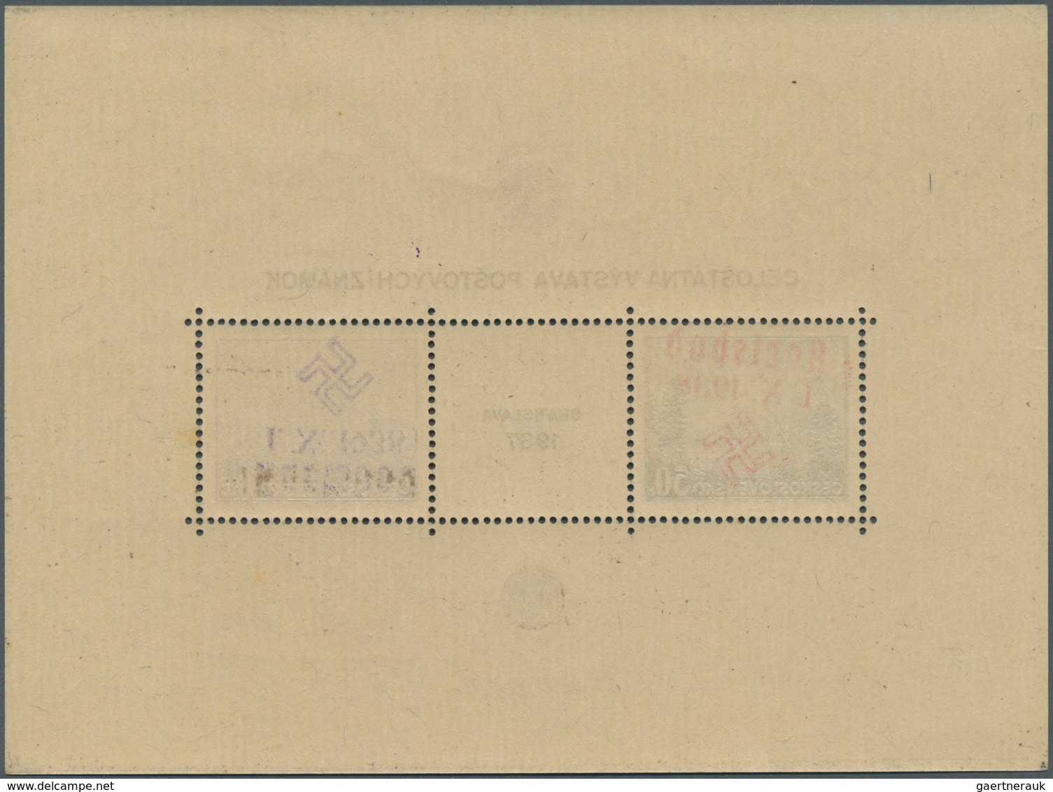 00054 Sudetenland - Karlsbad: Blockausgabe "Briefmarkenausstellung Preßburg (Bratislava) 1937", POSTFRISCH - Sudetes