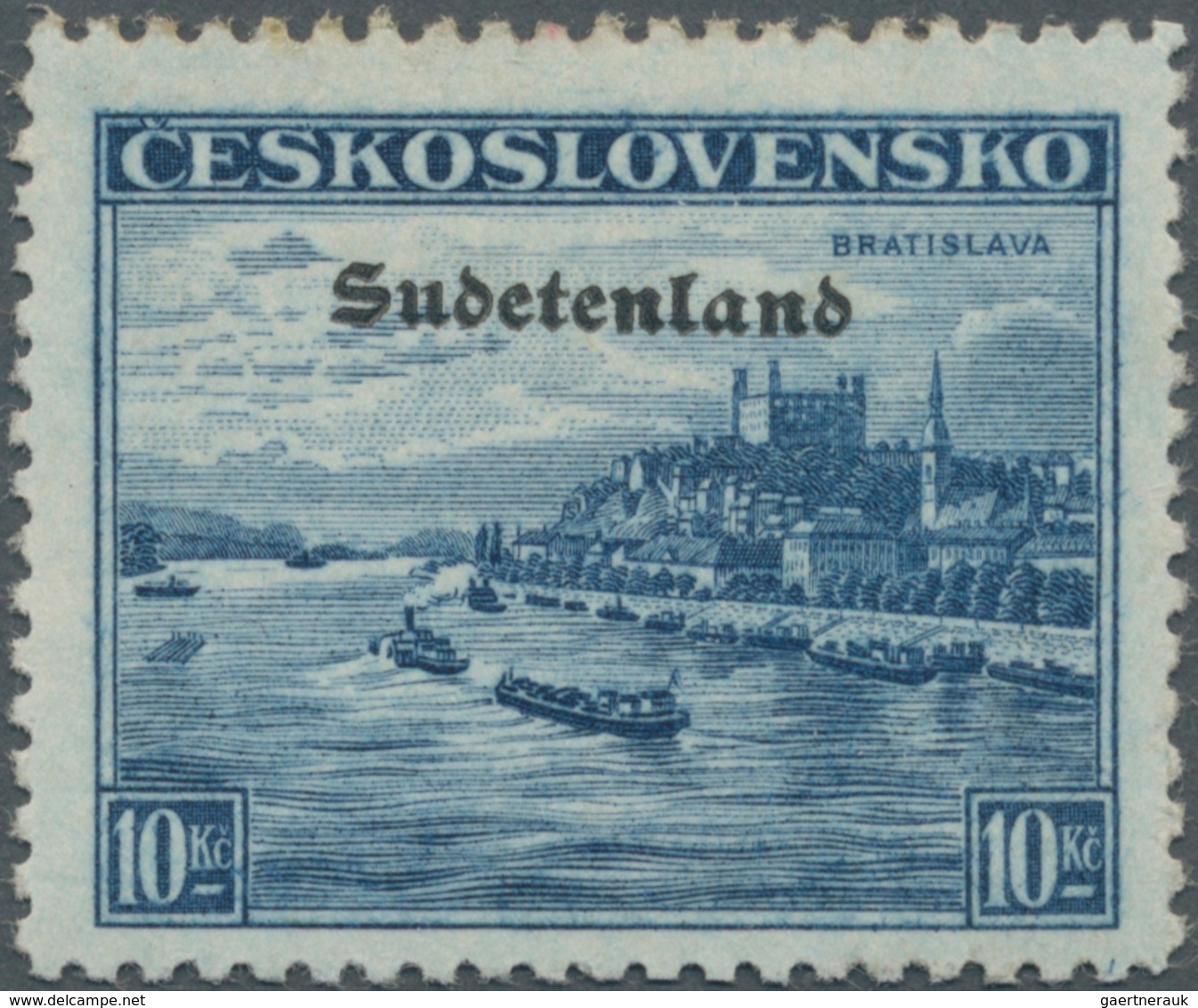 00075 Sudetenland - Konstantinsbad: Freimarke "Landschaften (Preßburg, Bratislava)", 10,00 K? Kobaltblau, - Sudetenland