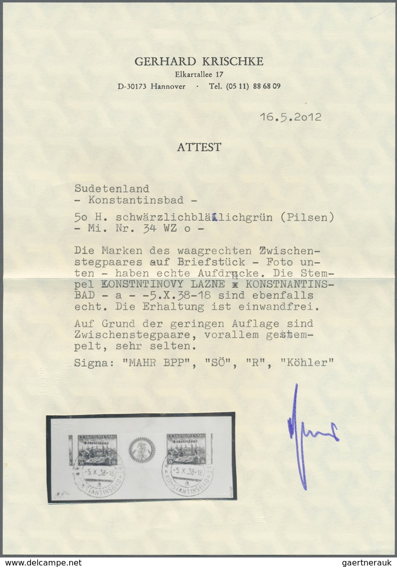 00087 Sudetenland - Konstantinsbad: Gedenkausgabe "Briefmarkenausstellung In Pilsen 1938", Waagerechtes Pa - Sudetenland