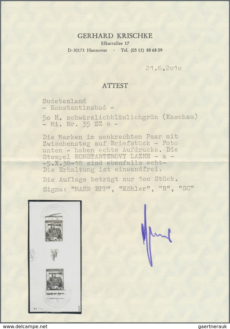 00088 Sudetenland - Konstantinsbad: Sonderausgabe "Briefmarkenausstellung In Kaschau (Ko?ice) 1938", 50 H - Région Des Sudètes