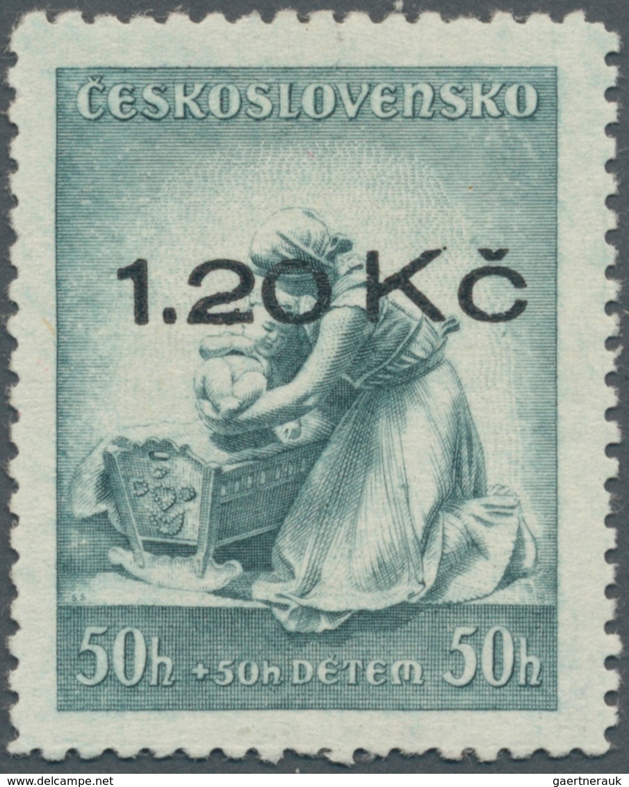 00102 Sudetenland - Niklasdorf: Sonderausgabe "Muttertag", 50 H + 50 H Grünblaumit Aufdruck "1.20 K?", POS - Région Des Sudètes