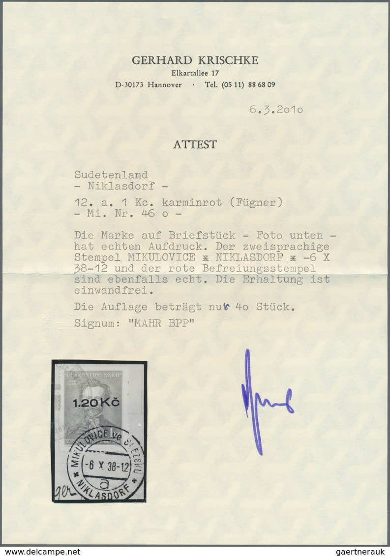 00104 Sudetenland - Niklasdorf: Gedenkausgabe "10. Allslawische Sokolspiele / Jind?ich Fügner", 1 K? Karmi - Région Des Sudètes