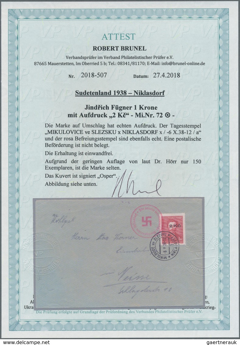 00113 Sudetenland - Niklasdorf: Gedenkausgabe "10. Allslawische Sokolspiele / Jind?ich Fügner", 1 K? Mit A - Sudetenland