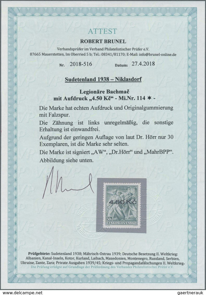 00123 Sudetenland - Niklasdorf: Gedenkausgabe "20. Jahrestag Des Gefechtes Bei Zborov, Ukraine", 50 H Mit - Sudetenland