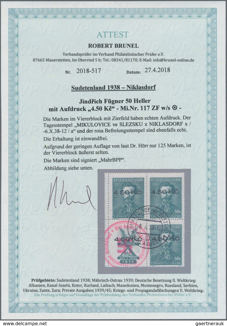 00124 Sudetenland - Niklasdorf: Gedenkausgabe "10. Allslawische Sokolspiele / Jind?ich Fügner", 50 H Mit A - Sudetenland
