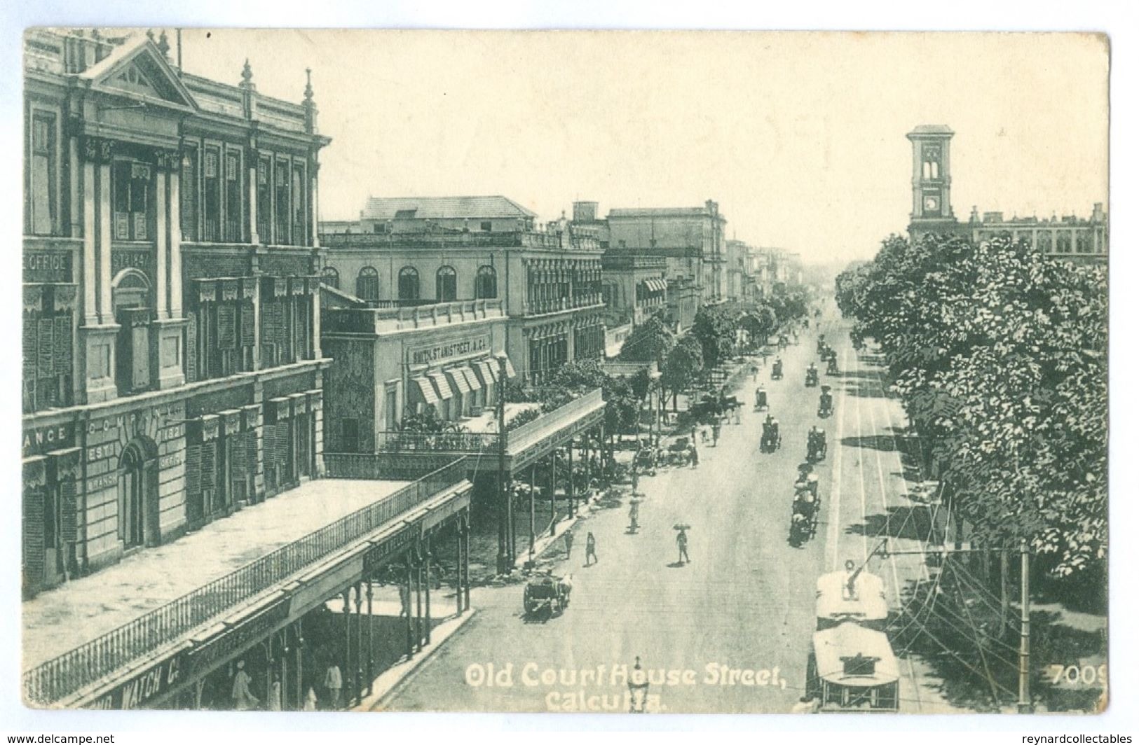 1908, India, Calcutta, Old Court House Street.  Printed Pc, Used, Sea Post Office Pmk. - India