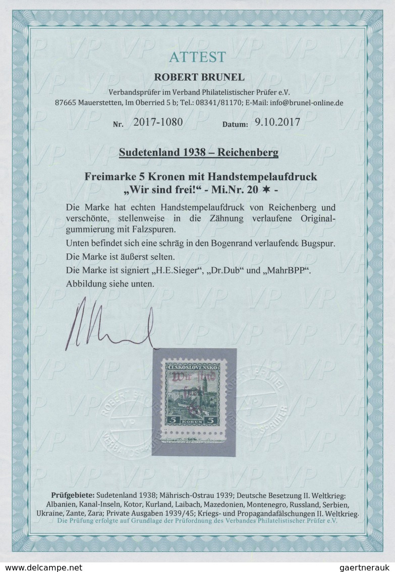 00142 Sudetenland - Reichenberg: Freimarke "Bömisch Krumau (Ceský Krumlov)", 5 K? Blaugrün Vom Unteren Bog - Sudetenland
