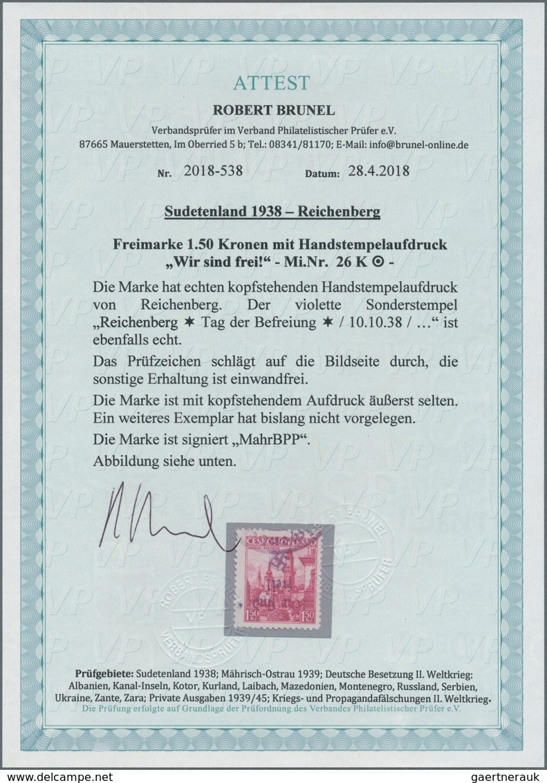 00147 Sudetenland - Reichenberg: Freimarke "Landschaften (Neusohl, Banská Bystrica)", 1.50 K? Karmin Mit K - Région Des Sudètes