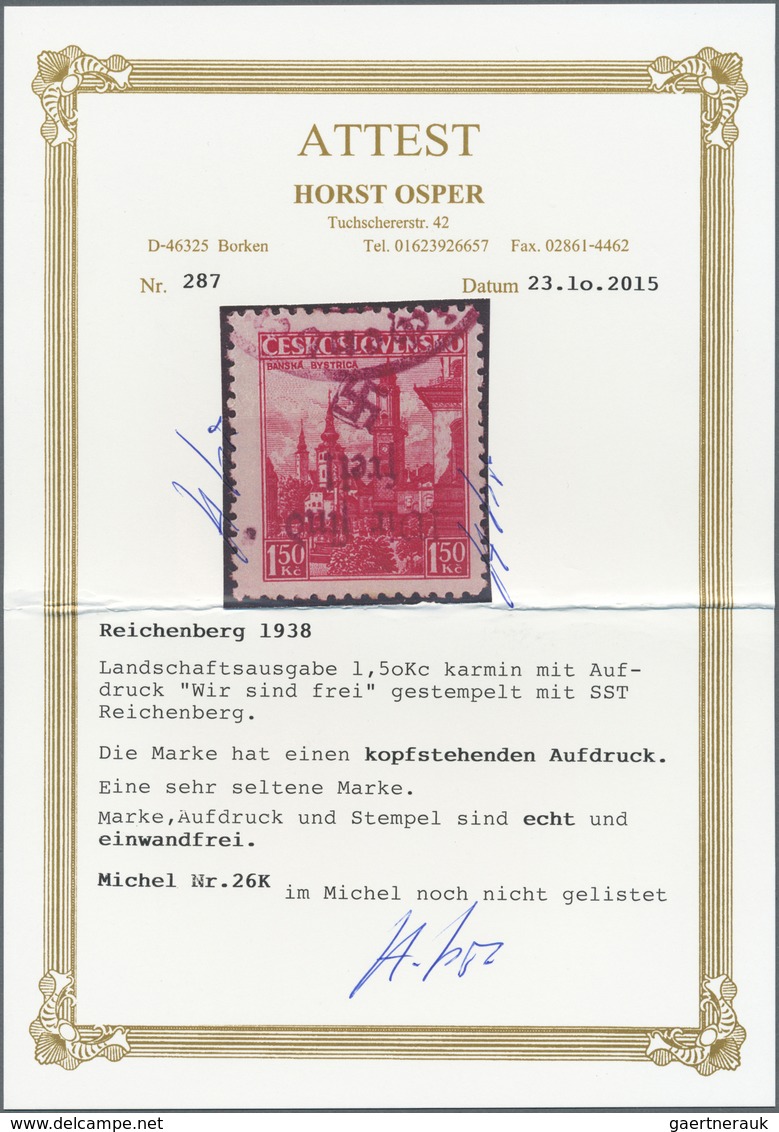 00147 Sudetenland - Reichenberg: Freimarke "Landschaften (Neusohl, Banská Bystrica)", 1.50 K? Karmin Mit K - Région Des Sudètes