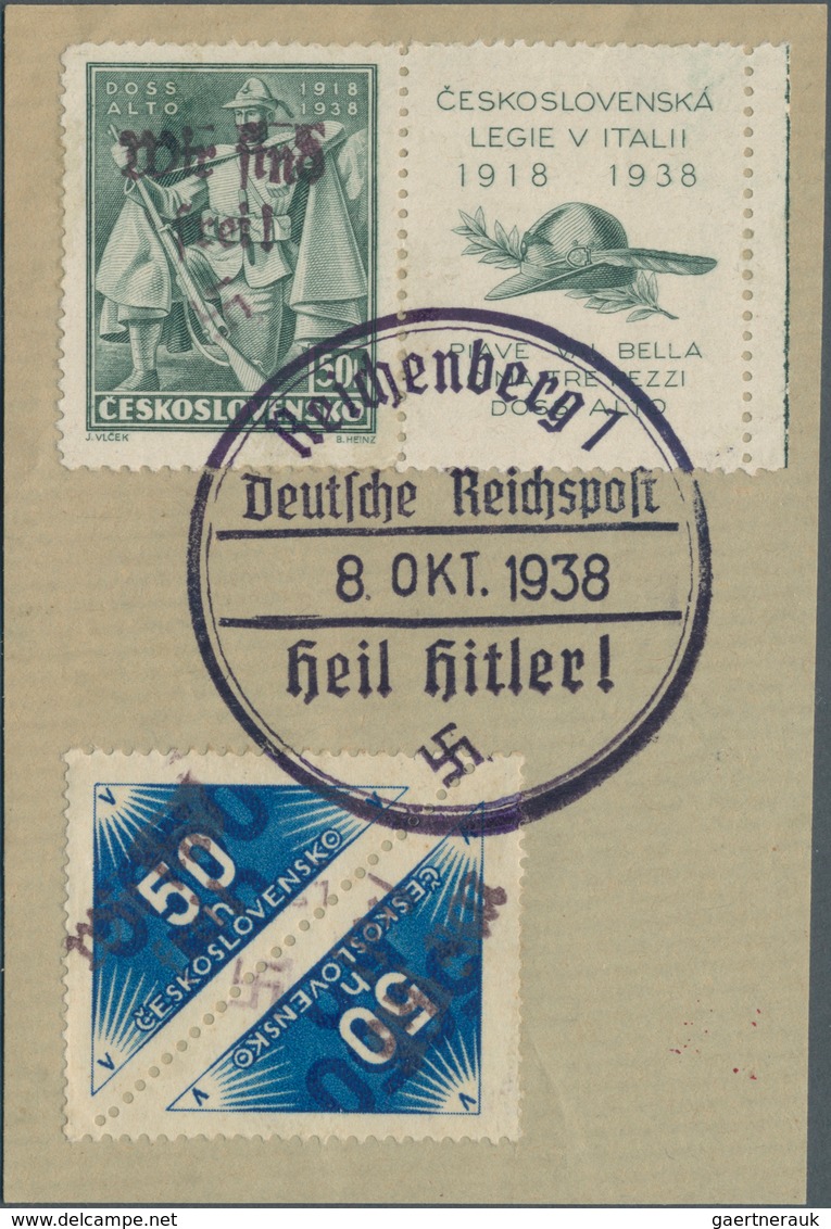 00154 Sudetenland - Reichenberg: Zeitungsmarke 50 H Schwärzlichultramarin, Mischzähnung 13¾:13¼:13¾, Senkr - Région Des Sudètes