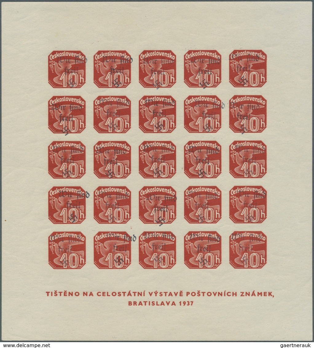 00167 Sudetenland - Reichenberg: Blockausgabe "Briefmarkenausstellung Preßburg (Bratislava) 1937", POSTFRI - Région Des Sudètes