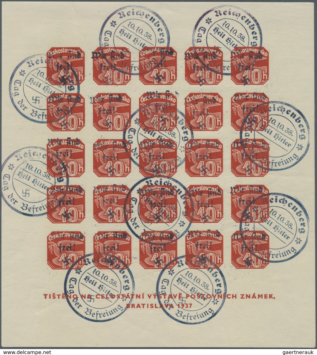 00168 Sudetenland - Reichenberg: Blockausgabe "Briefmarkenausstellung Preßburg (Bratislava) 1937", Postfri - Sudetenland