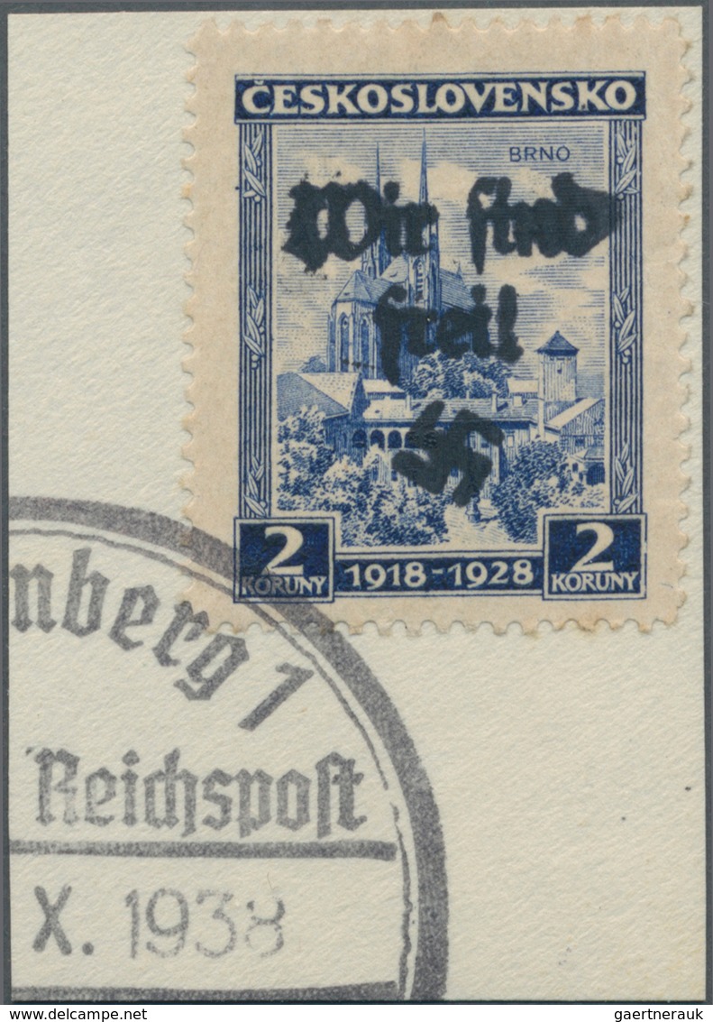 00175 Sudetenland - Reichenberg: Sonderausgabe "10 Jahre Republik (Dom Zu Brünn, Brno)" 2 K? Ultramarin Mi - Sudetenland