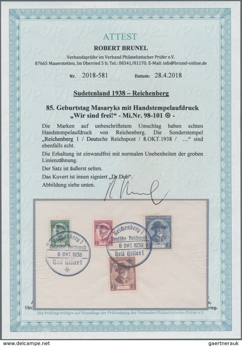 00185 Sudetenland - Reichenberg: Sonderausgabe "85. Geburtstag Thomá? Garrigue Masaryk", Vollständiger Sat - Région Des Sudètes