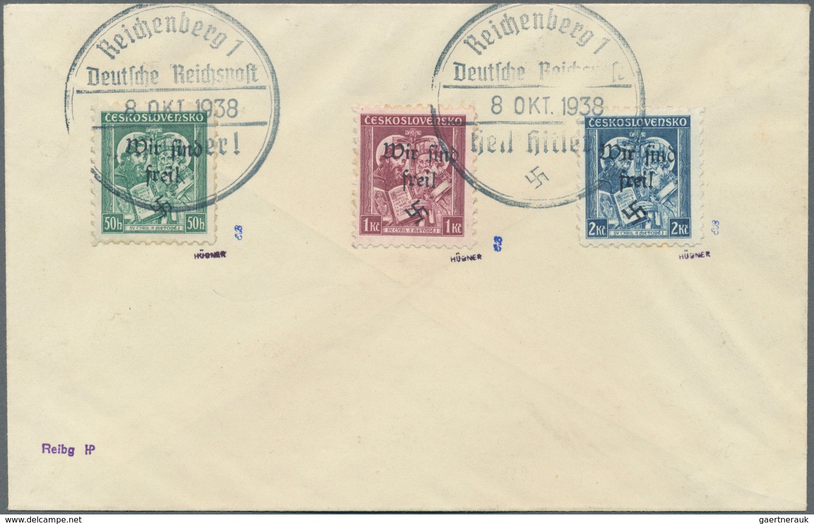 00186 Sudetenland - Reichenberg: Gedenkausgabe "1050. Todestag Des Hl. Methodios", Vollständiger Satz 50 H - Sudetenland