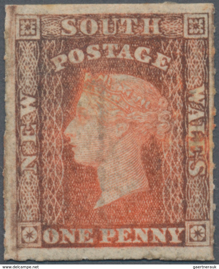 00301 Neusüdwales: 1856, 1d. Orange-vermilion Experientally Rouletted 10 On Three Sides, Mint (slightly Di - Brieven En Documenten