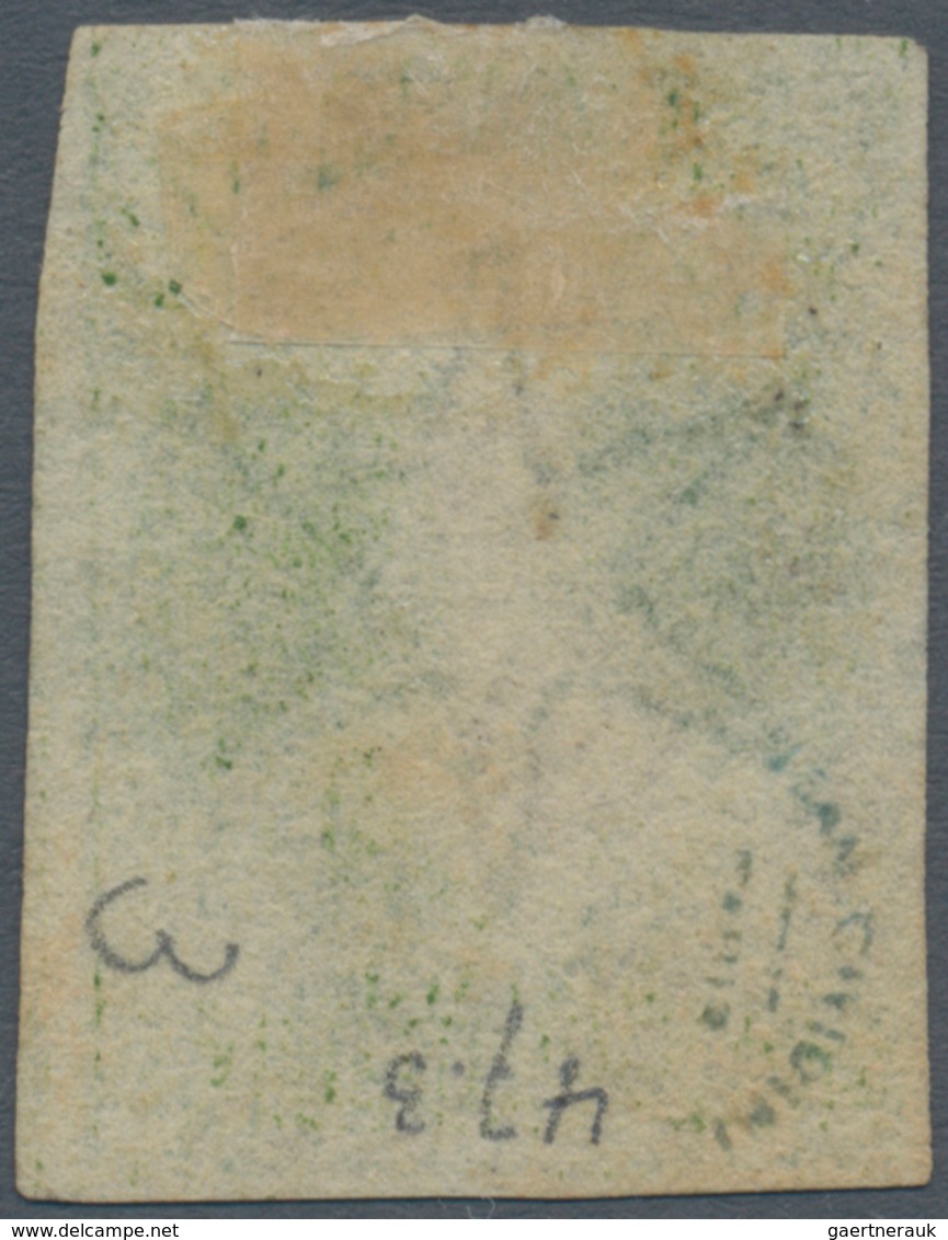 00304 Neuseeland: 1855 'Chalon Head' 1s. Pale Yellow-green, Wmk Large Star, Used And Cancelled By Numeral - Ungebraucht