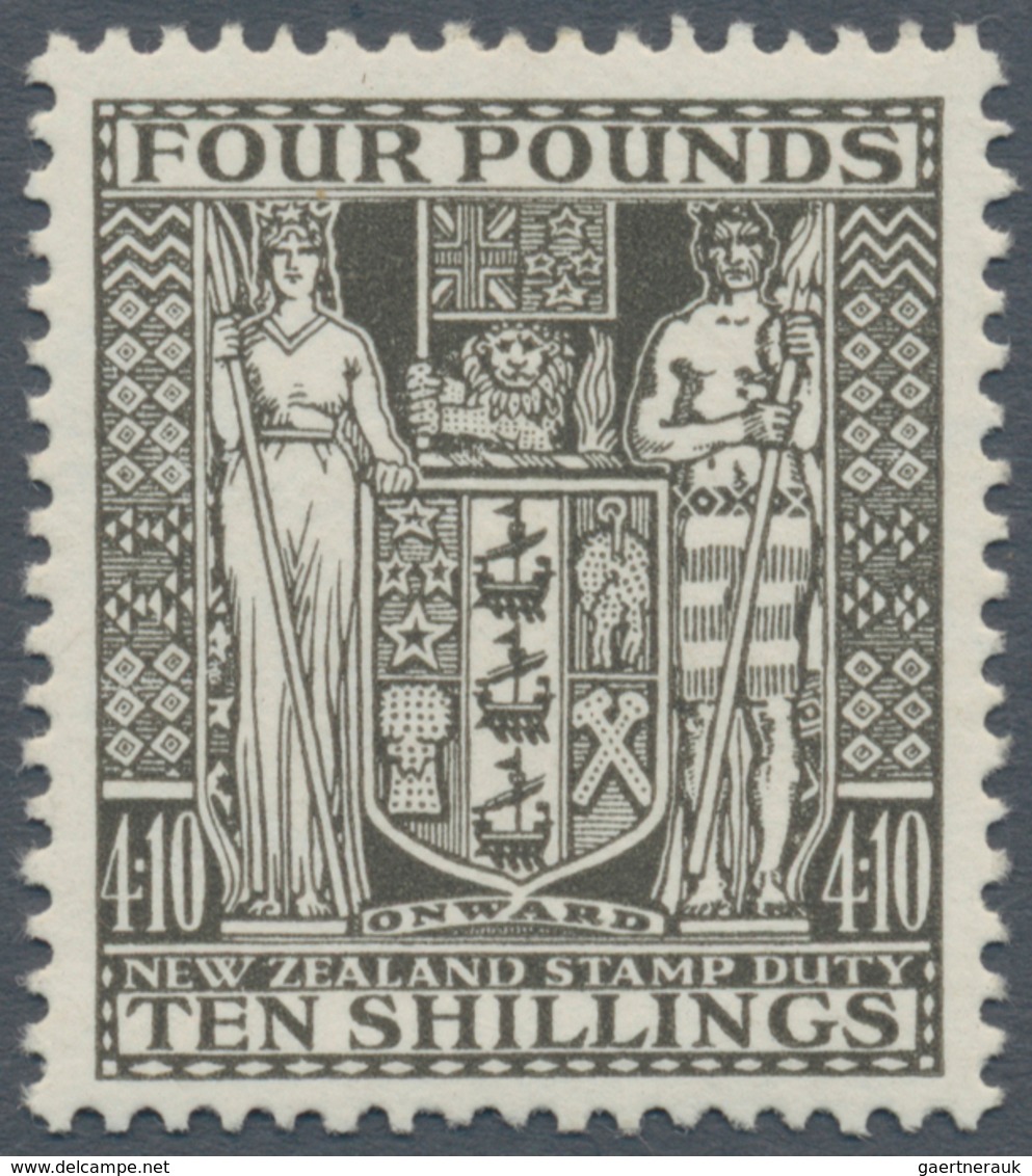 00307 Neuseeland - Stempelmarken: 1931 'Coat Of Arms' Postal Fiscal Stamp £4 10s. Deep Olive-green, Mint N - Steuermarken/Dienstmarken