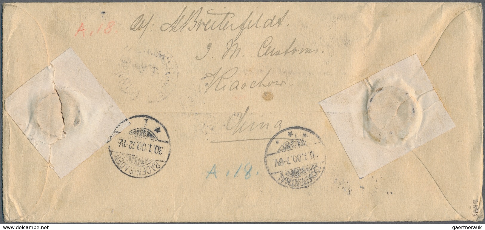 00315 China: 1897, $1 Goose Tokyo Printing Tied Oval Bilingual "KIAOCHOW. DEC 19 1899" To Registered Cover - Andere & Zonder Classificatie