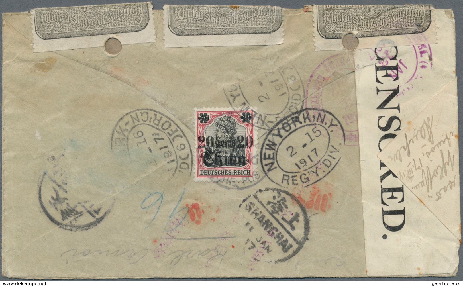 00326 China - Fremde Postanstalten / Foreign Offices: German Offices, 1917, 20 C./40 Pf. Tied "AMOY ..10.1 - Sonstige & Ohne Zuordnung