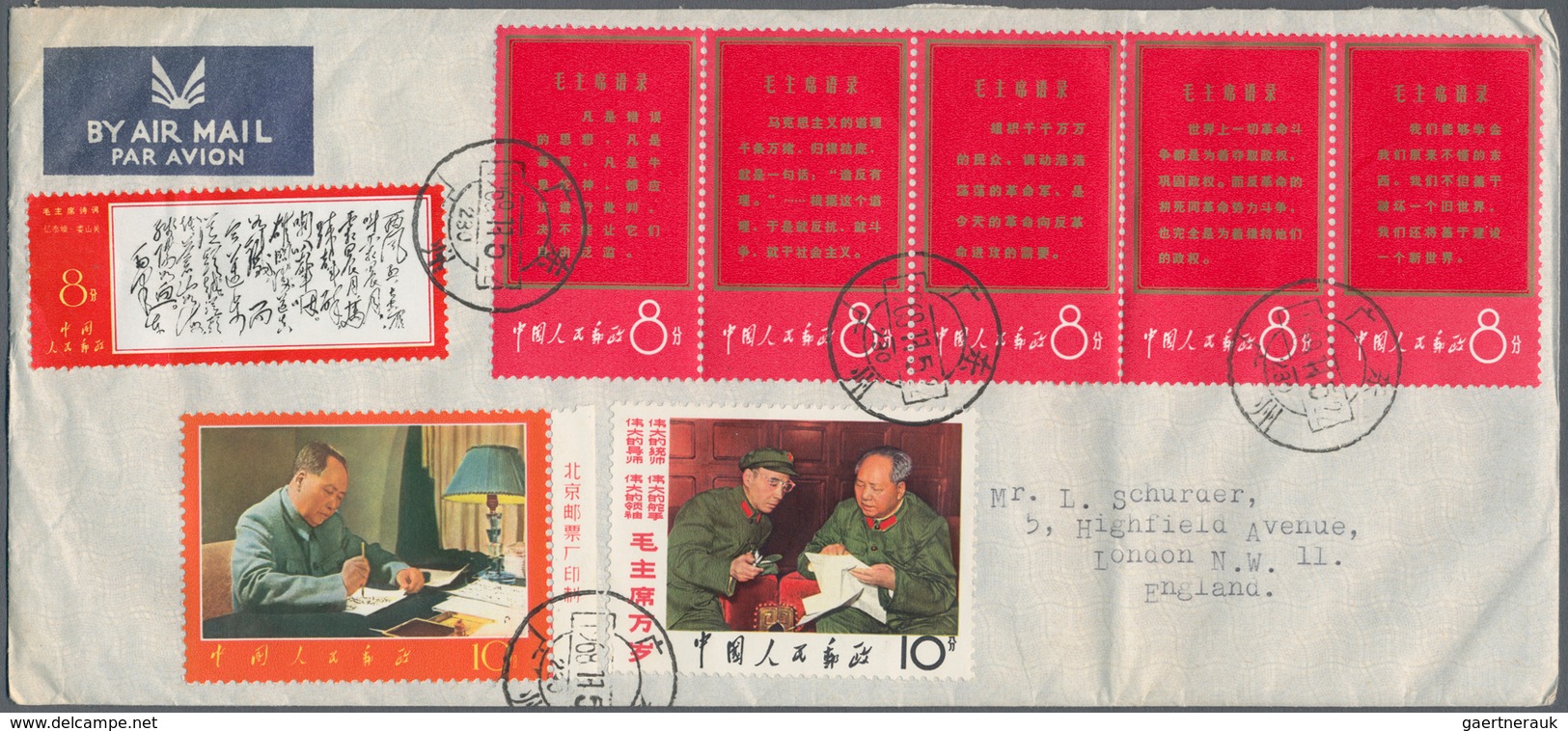 00333 China - Volksrepublik: 1967/68, Cultural Revolution, Two Iconic Air Mail Covers Canton To London: Ma - Other & Unclassified