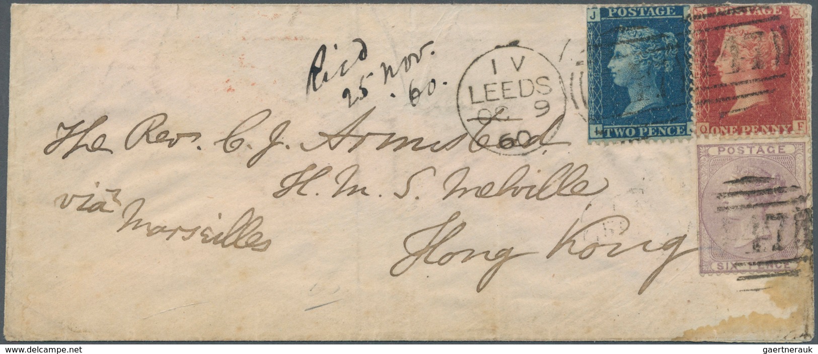 00343 Hongkong: 1860. Envelope Written From London Addressed To 'Rev. C. J. Armistead, "H.M.S. Melville", - Other & Unclassified