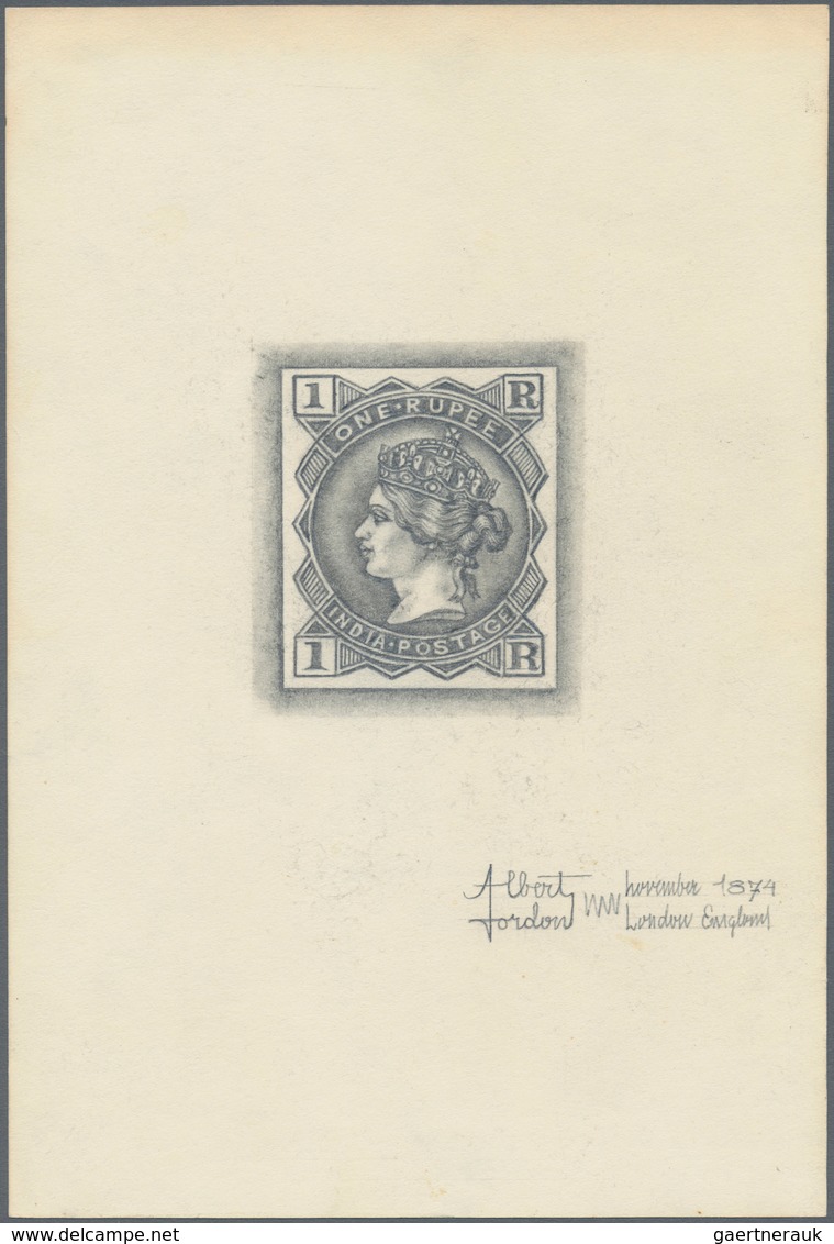 00352 Indien: 1874 Essay As An Original Artwork For A One Rupee INDIA-POSTAGE Stamp (later 1882 Issue) By - Altri & Non Classificati