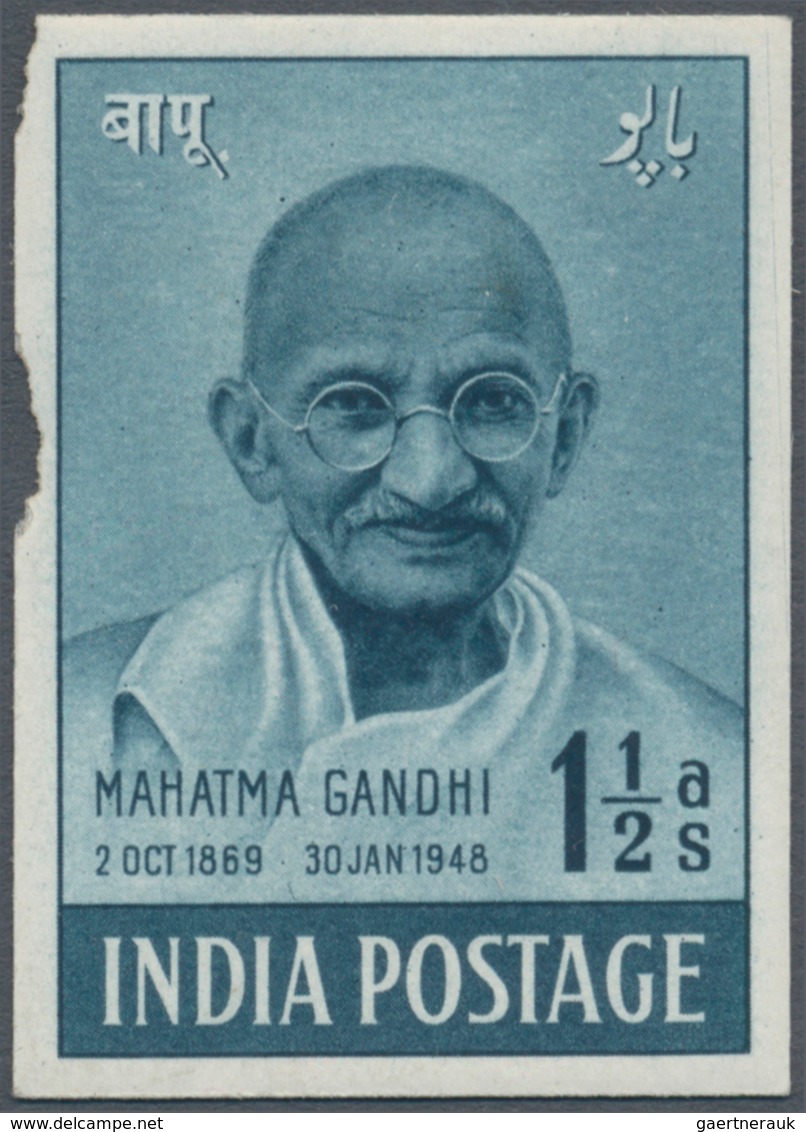 00354 Indien: 1948 GANDHI: Colour Trial Of The 1½a. Value In Blue-green, On Unwatermarked Gummed Paper, Im - Autres & Non Classés