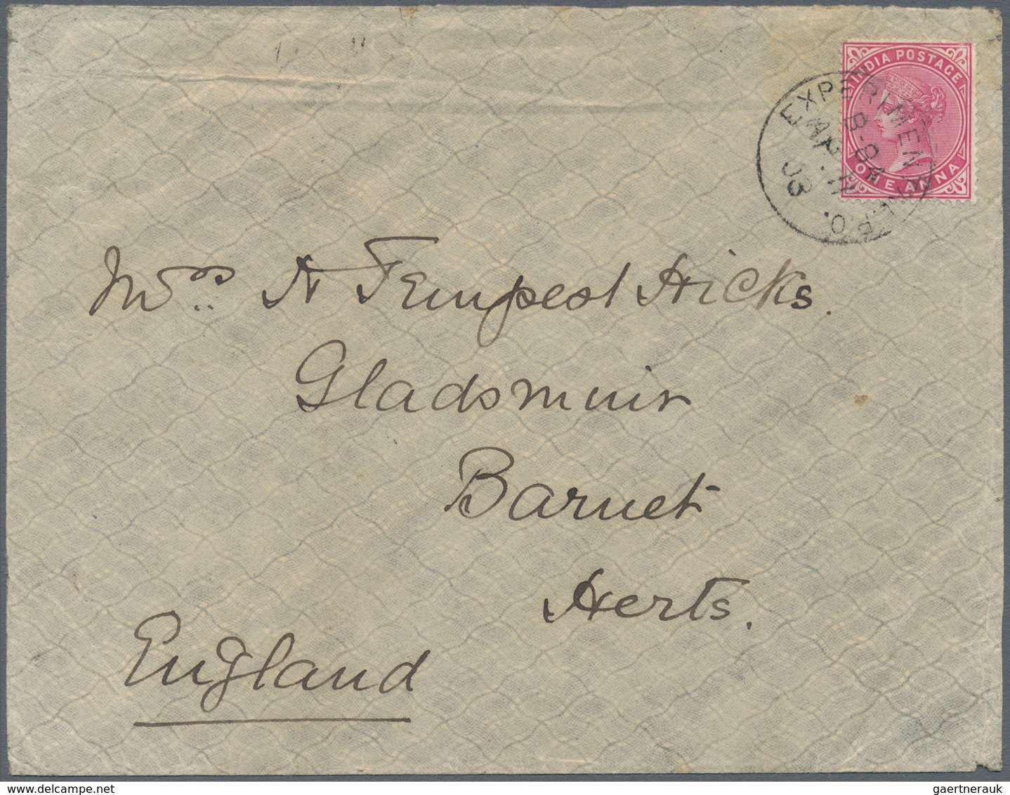 00362 Indien - Used Abroad: 1903 ADEN-DTHALA: Cover From Dthala (Western Protectorate Of Aden) To Barnet, - Other & Unclassified