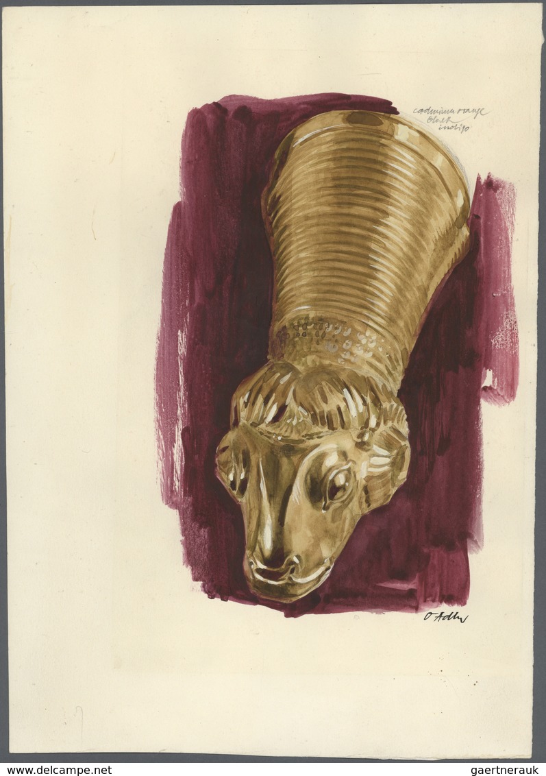 00368 Israel: 1966. ARTISTIC TREASURES FROM THE ISRAEL MUSEUM - 6 ORIGINAL SKETCHES FROM THE MUSEUM COLLEC