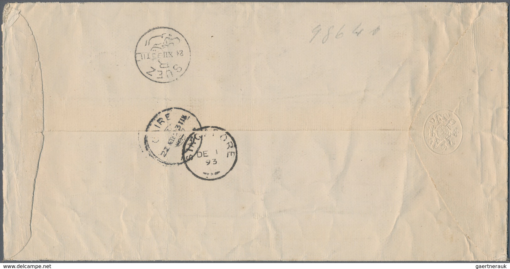 00378 Labuan: 1893 Official 'On H.M.S.' Envelope (254 X 130 Mm) Used Registered From Labuan To EGYPT, Addr - Otros & Sin Clasificación