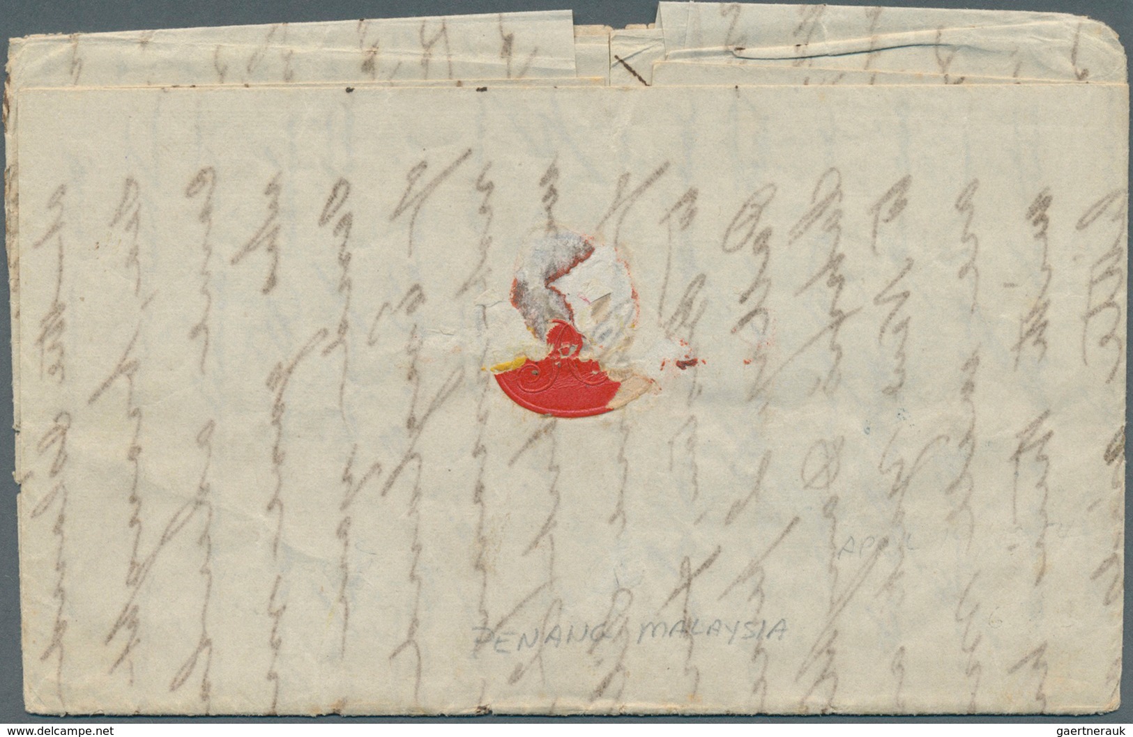 00382 Malaiische Staaten - Penang: 1854, Complete Folded Letter, Written "Penang 19th April 1854", With Ms - Penang