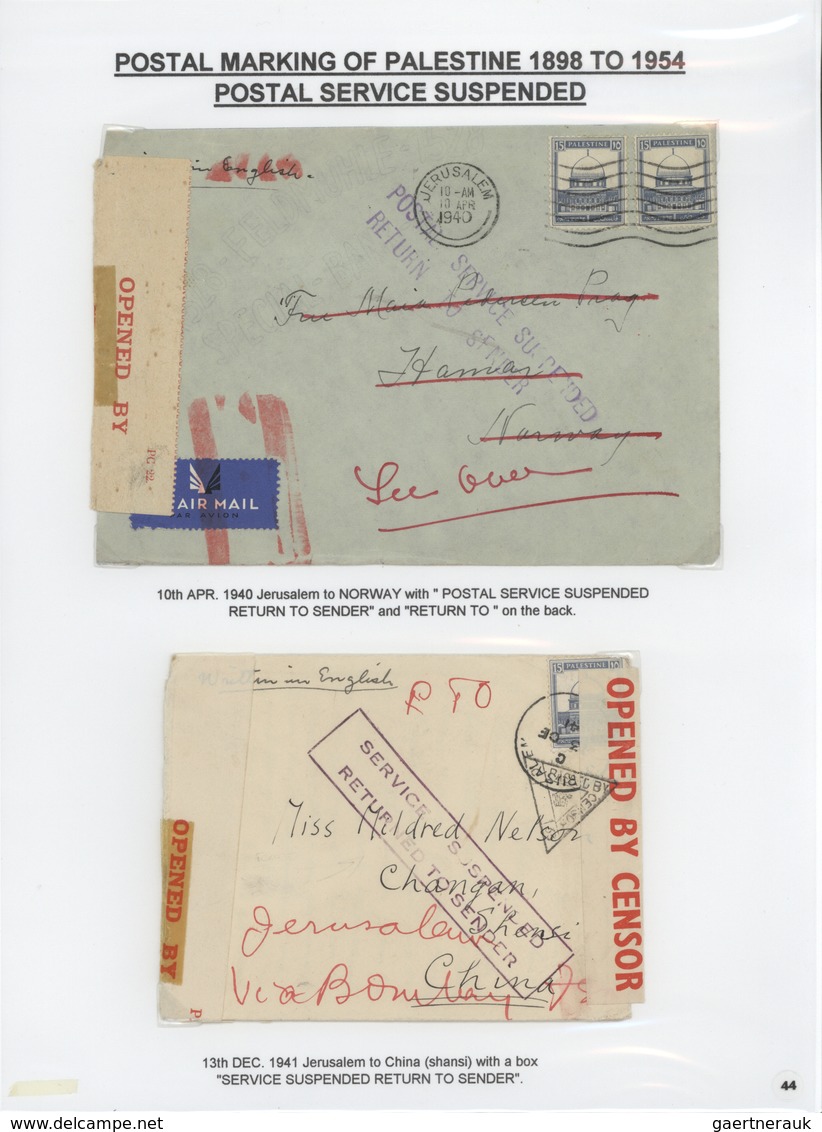 00390 Palästina: 1898-1954, Exhibition Collection "HOLYLAND PALESTINE POSTAL MARKINGS FROM 1898 to 1954" o