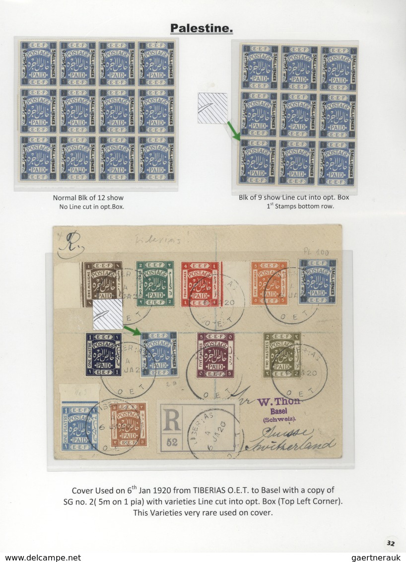 00391 Palästina: 1918-1927, Exhibition Collection "PALESTINE STAMPS & COVERS FROM 1918 - 1927" on 80 leave