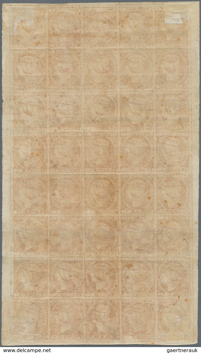 00393 Philippinen: 1854, Isabel II, 10 Cuartos Carmine, A Full Sheet Of 40, Unused Mounted Mint With Origi - Filippijnen