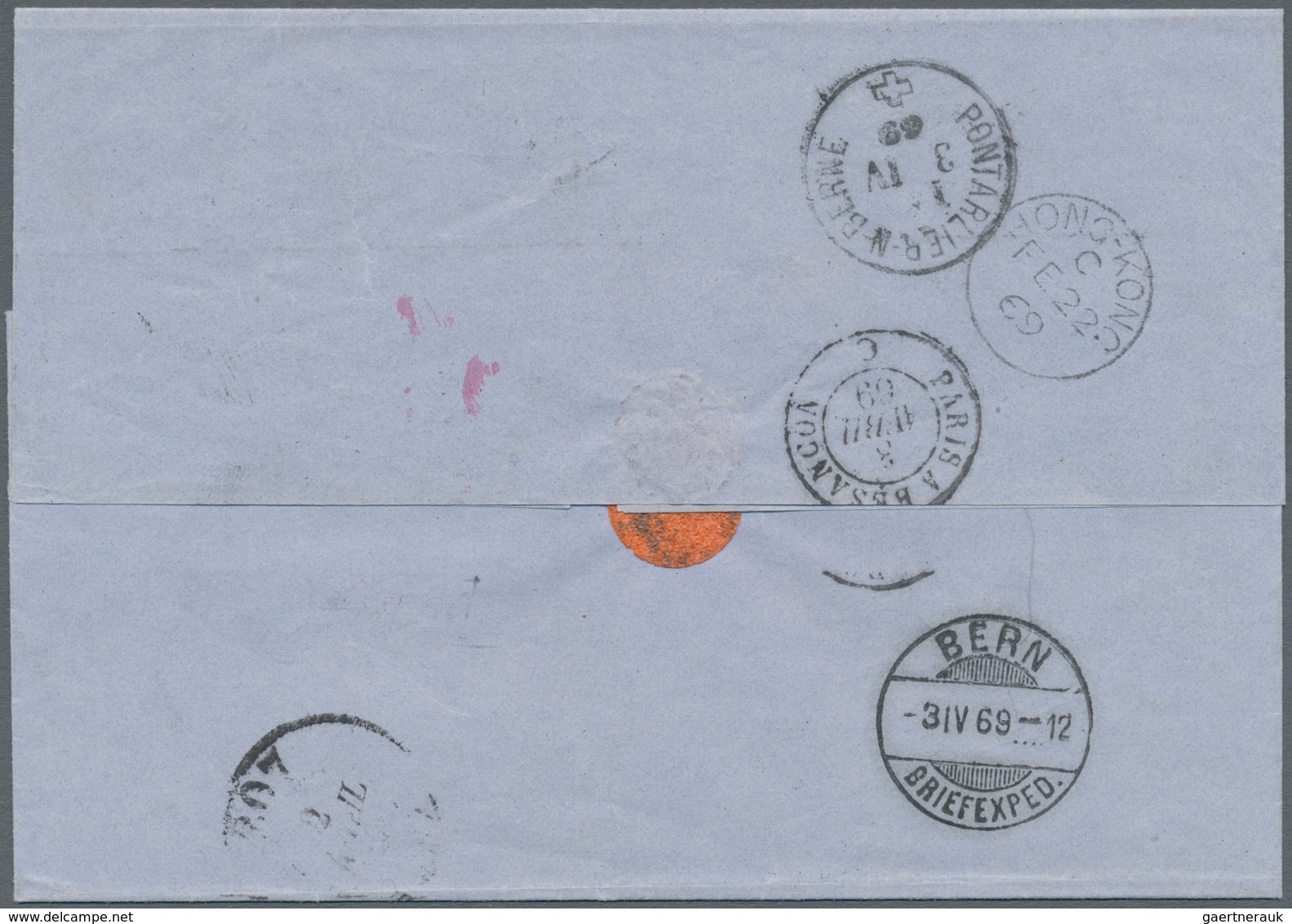 00401 Philippinen: Manila: 1868, QV 8 C. Orange And 12 C. Blue Tied Oval "862" To Folded Envelope With Ova - Filippijnen