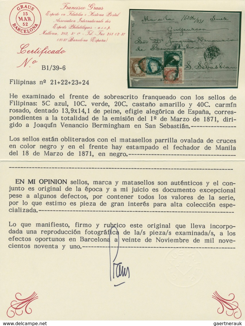 00403 Philippinen: 1871, 5 Cts.l, 10 Cts., 20 Cts. And 40 Cts., The Complete Series Tied Colonial Parilla - Filippine