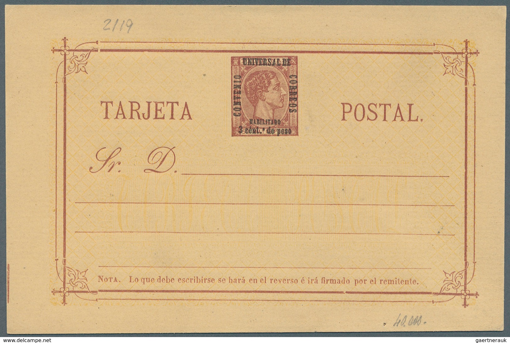 00409 Philippinen: 1880 UPU surcharge 3c/50c, tied by oval cancel of crosses in association with Manila di