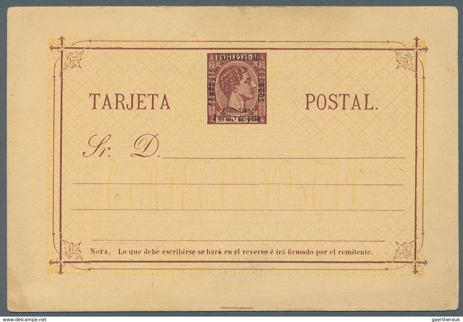 00409 Philippinen: 1880 UPU surcharge 3c/50c, tied by oval cancel of crosses in association with Manila di