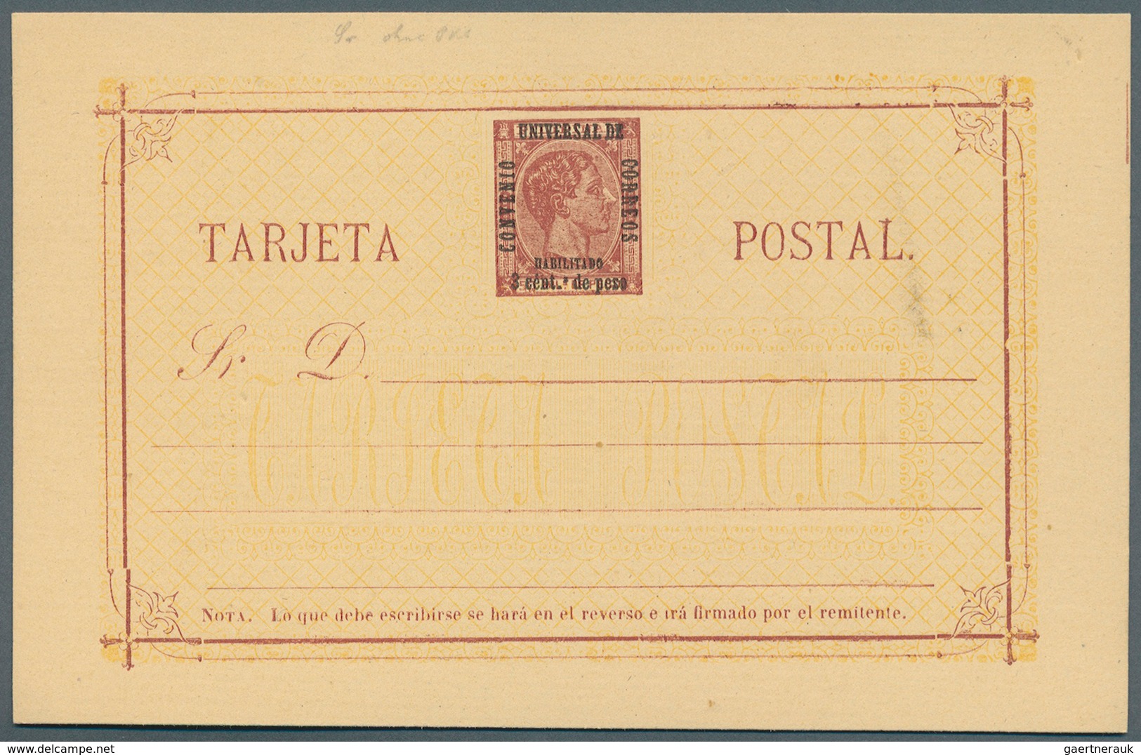 00409 Philippinen: 1880 UPU surcharge 3c/50c, tied by oval cancel of crosses in association with Manila di