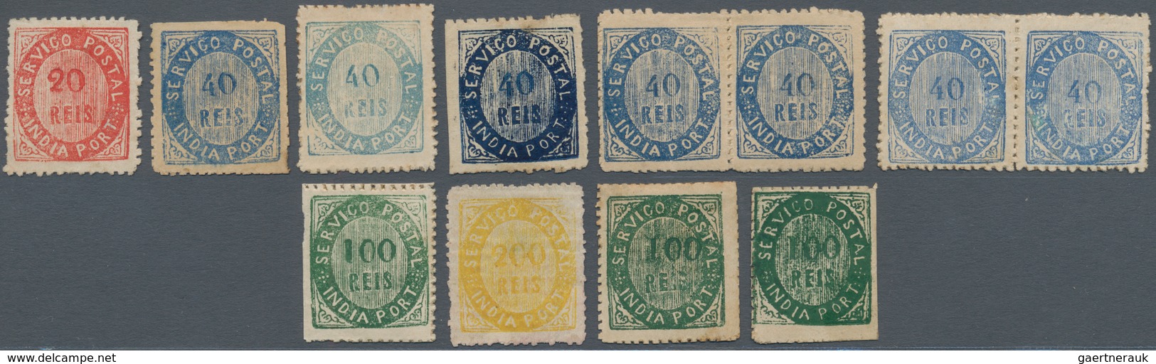 00419 Portugiesisch-Indien: 1871, Native Issues, Type II, Mint: 20 R., 40 R.blue Thick Paper, Same Pale Bl - Portugiesisch-Indien