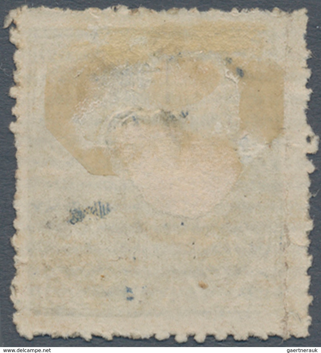 00421 Portugiesisch-Indien: 1871, Type II, 40 R. Blue On Striped Paper, Double Impression Of Value, Unused - Portuguese India