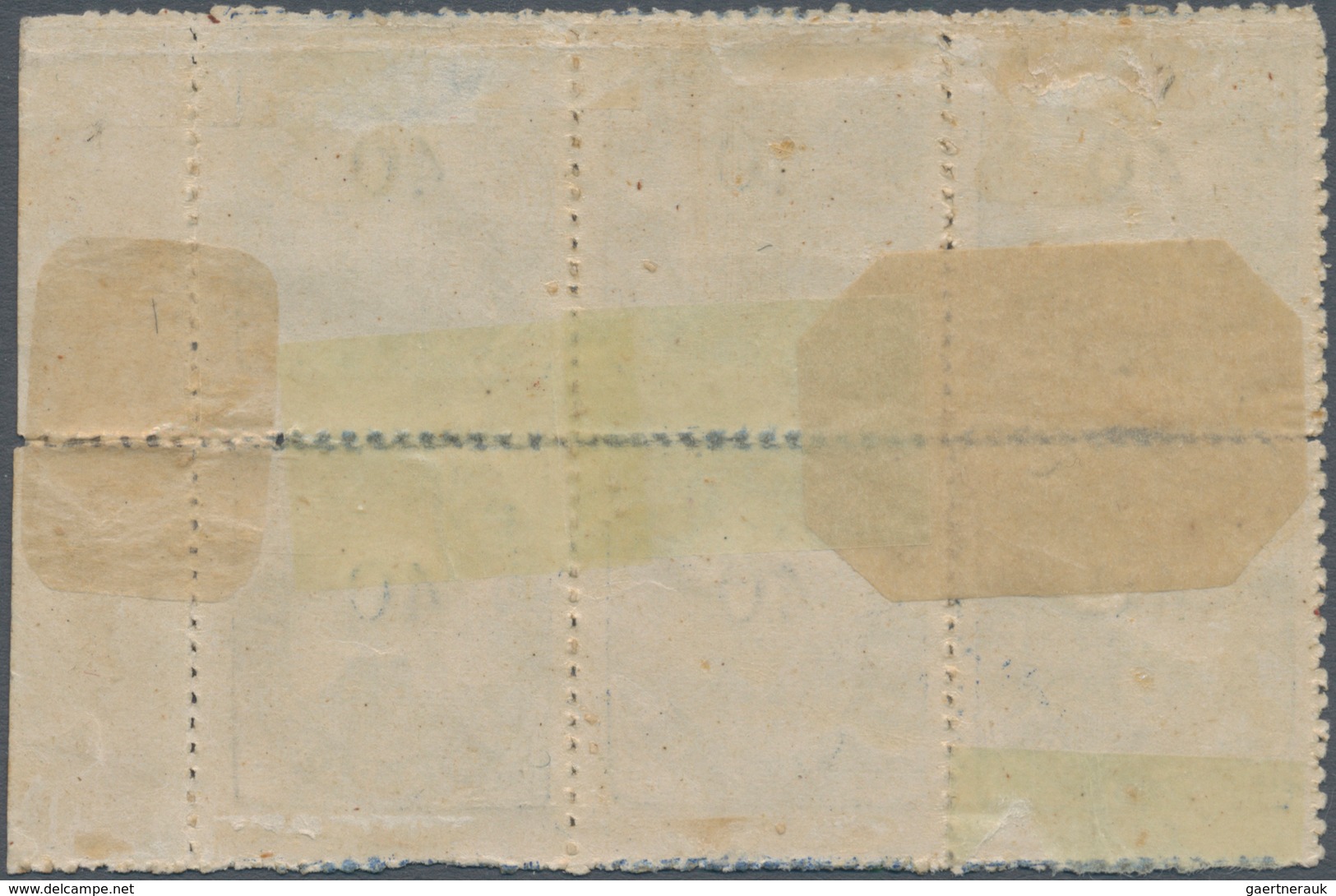 00423 Portugiesisch-Indien: 1871, Type II, 40 R. Dark Blue On Thick Paper, A Right Margin Block Of 6 (3x2) - India Portoghese